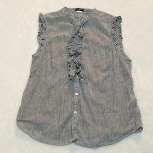 J Crew Pinstripe Ruffle Top•Sz 8